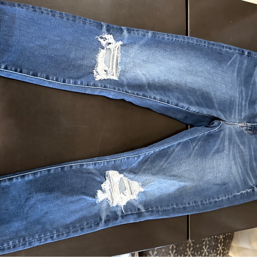 American Eagle Outfitters Dark Blue Skinny Jeans size 10 L Pocket Stitching
